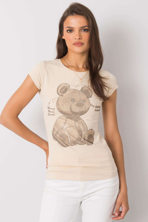 Bēšs T-krekls ar Misha aplikāciju