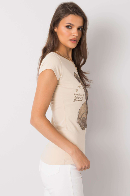 Bēšs T-krekls ar Misha aplikāciju