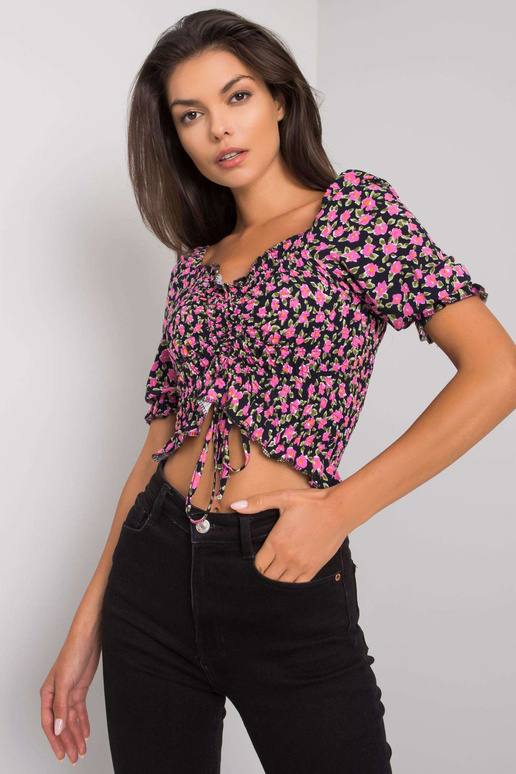 Melna blūze ar ziediem Kami RUE PARIS