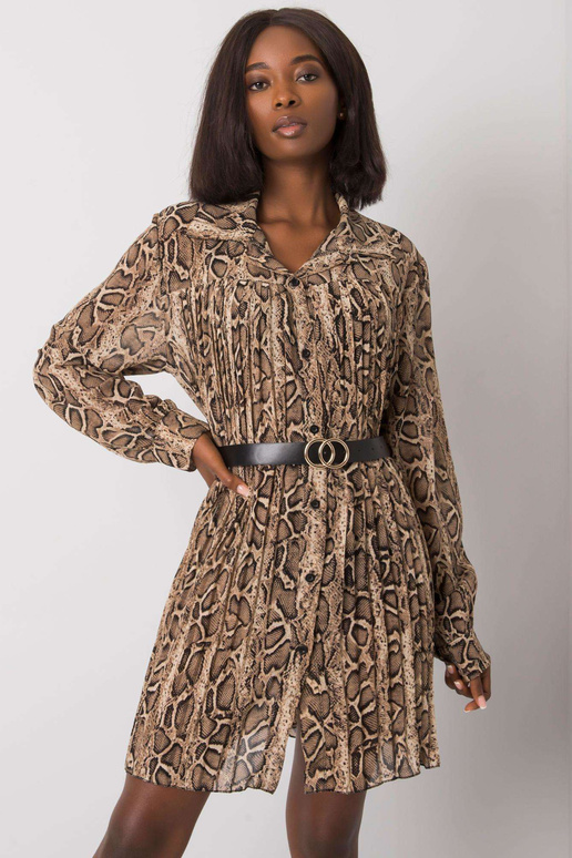 Bēša un melna Aishan kroku kleita