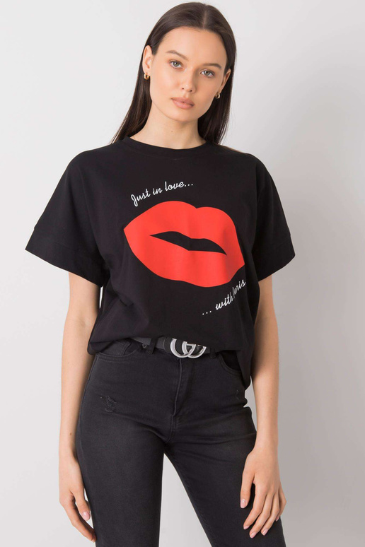 Melns T-krekls ar apdruku Caddy RUE...