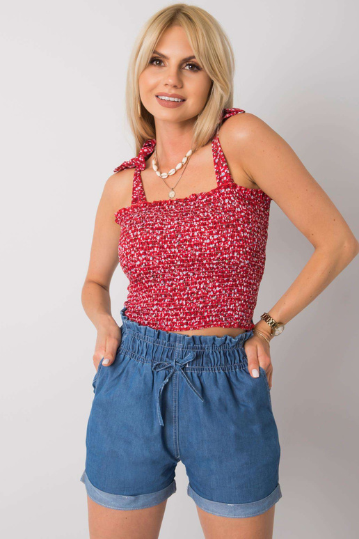 Sarkano ziedu tops Thalia RUE PARIS