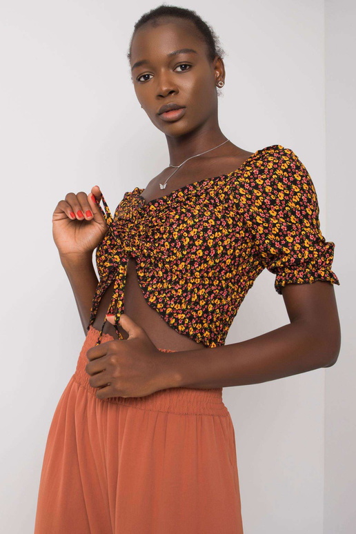 Melna blūze ar volāniem Bahia RUE PARIS