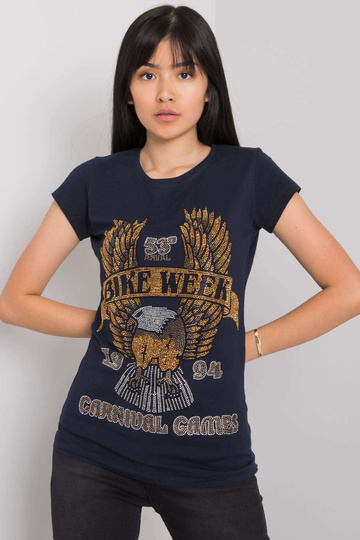 Tumši zils T-krekls ar...