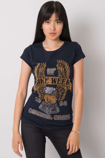 Tumši zils T-krekls ar... 2