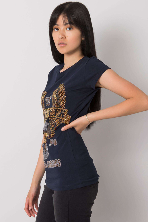 Tumši zils T-krekls ar Haley aplikāciju