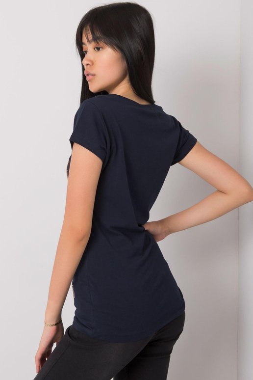 Tumši zils T-krekls ar Haley aplikāciju