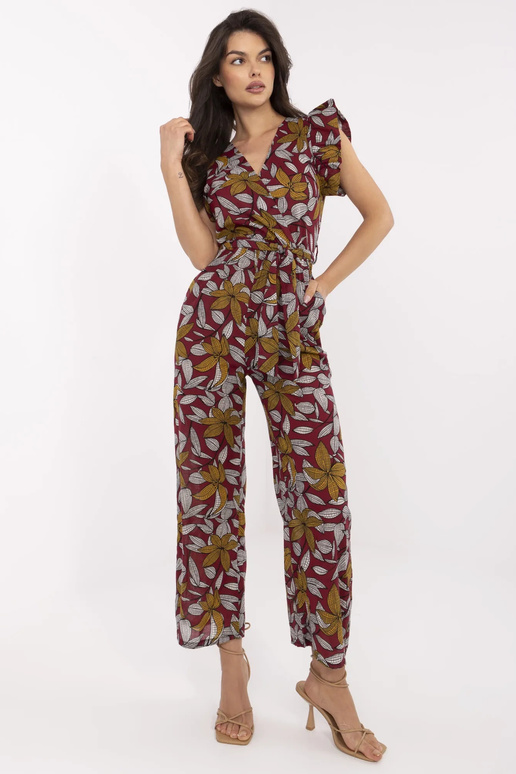 Burgundijas Casja raksta kombinezons