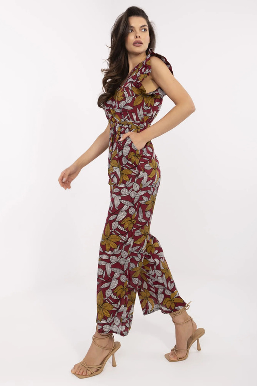 Burgundijas Casja raksta kombinezons