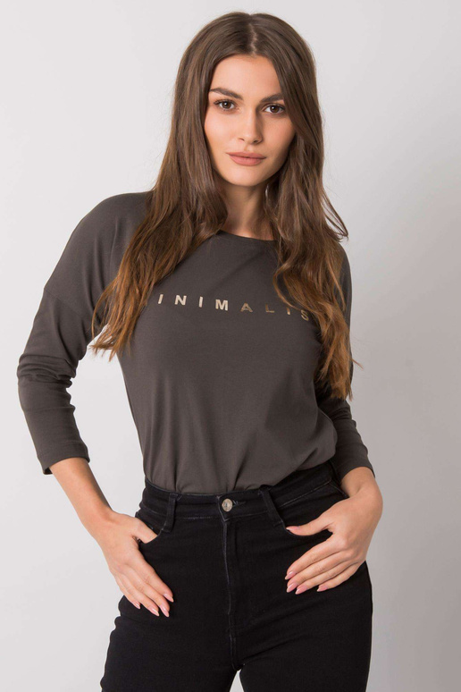 Tumša haki krāsas kokvilnas blūze ar...