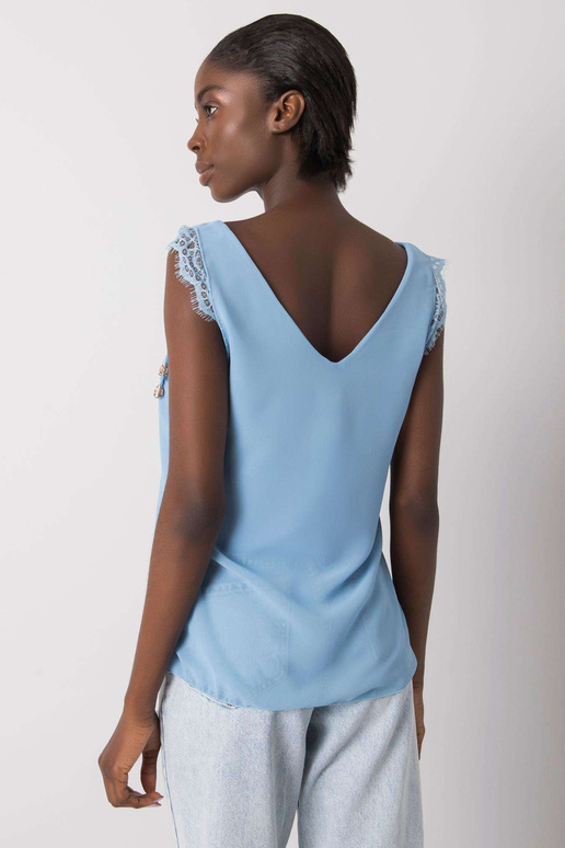 Zila safīra mežģīņu tops