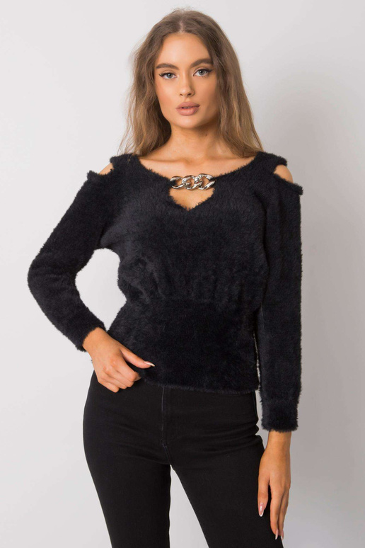 Melns izgriezuma džemperis Leandre...