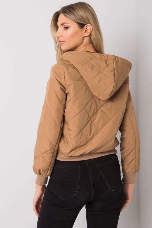 Tumši bēša stepēta jaka ar kapuci Larah