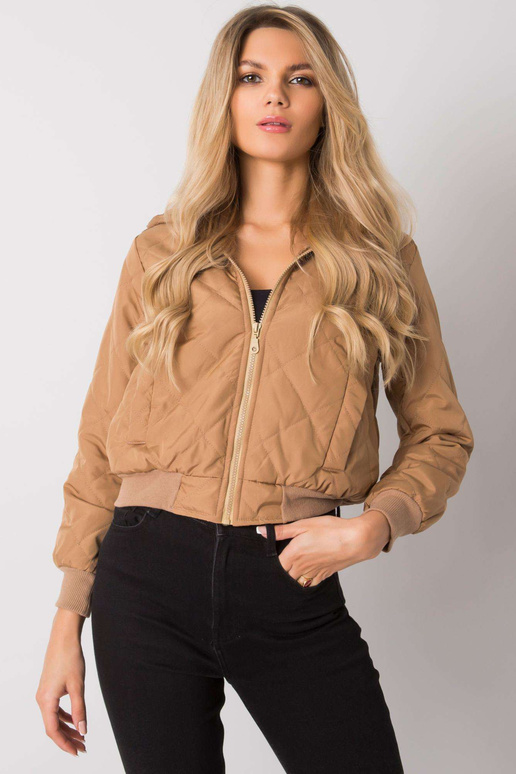 Tumši bēša stepēta jaka ar kapuci Larah