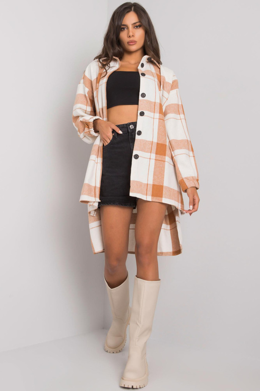 Camelowo-ecru garš rūtains krekls Amerie