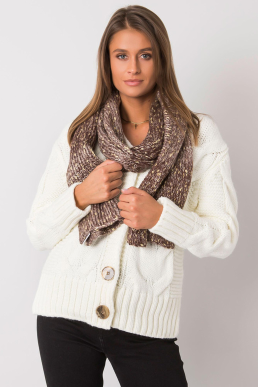 Brūna sieviešu šalle ar zelta pavedienu