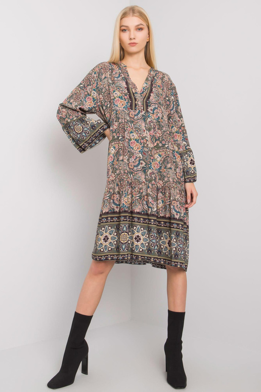 Haki krāsas kleita ar volāniem...