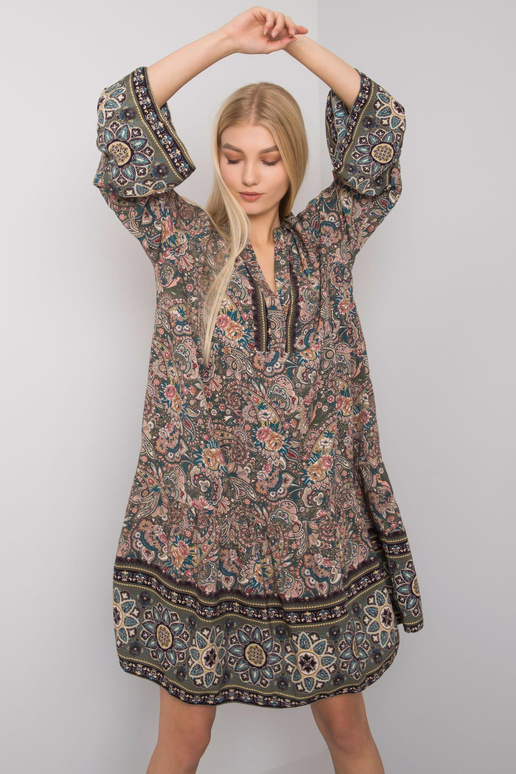 Haki krāsas kleita ar volāniem...