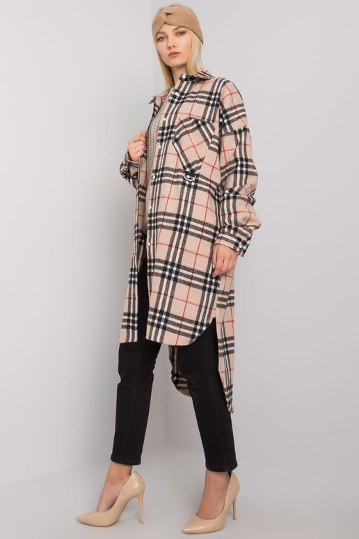 Bēšs un melns rūtains garais krekls...