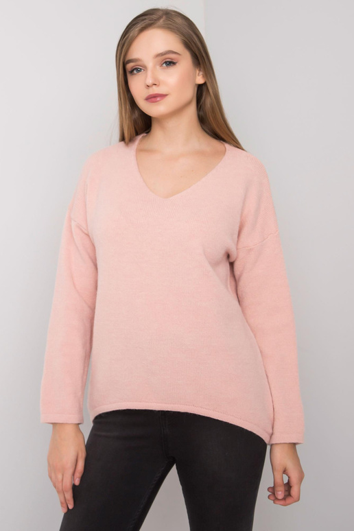 Gaiši rozā džemperis ar V veida kakla...