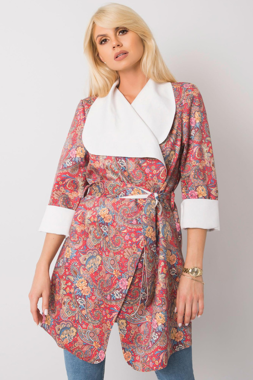 Aggie sieviešu sarkans raksta mētelis