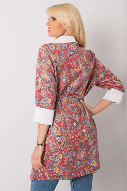 Aggie sieviešu sarkans raksta mētelis