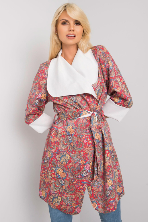 Aggie sieviešu sarkans raksta mētelis