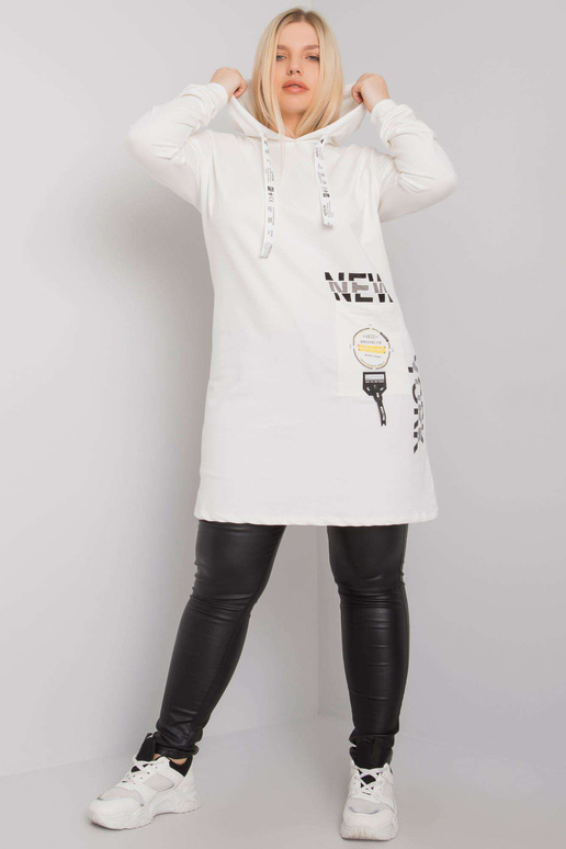 Ecru tunika plus izmērs ar kapuci...