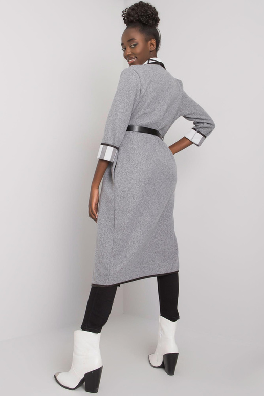 Pelēks melanžs mētelis ar jostu Annis