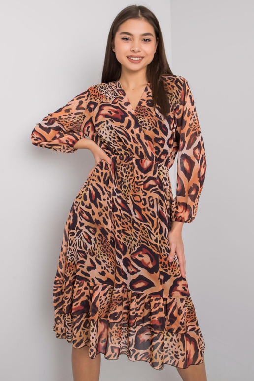 Darina gaiši brūna volānu kleita