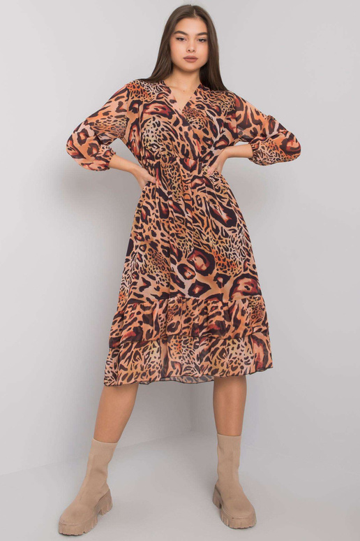 Darina gaiši brūna volānu kleita