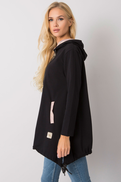 Narissa melna kapuci ar rāvējslēdzēju Narissa melna kapuci ar rāvējslēdzēju