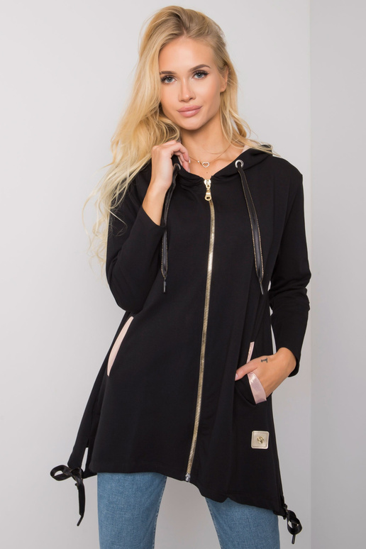 Narissa melna kapuci ar rāvējslēdzēju Narissa melna kapuci ar rāvējslēdzēju