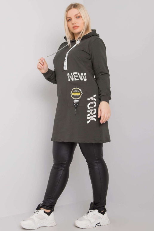 Tumša haki krāsas plus izmēra tunika...