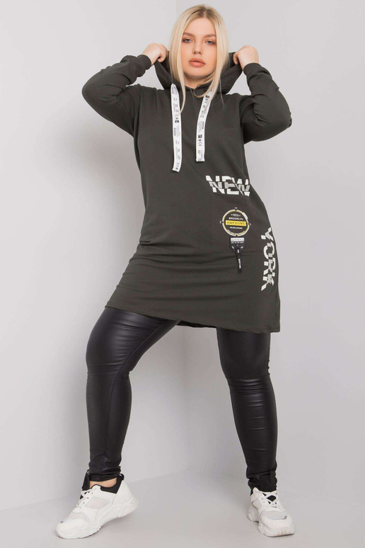 Tumša haki krāsas plus izmēra tunika...