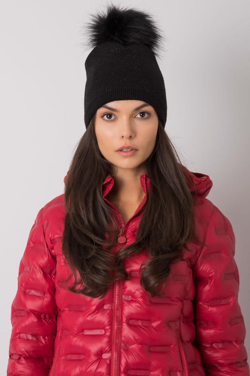 Melna polsterēta sieviešu cepure ar...