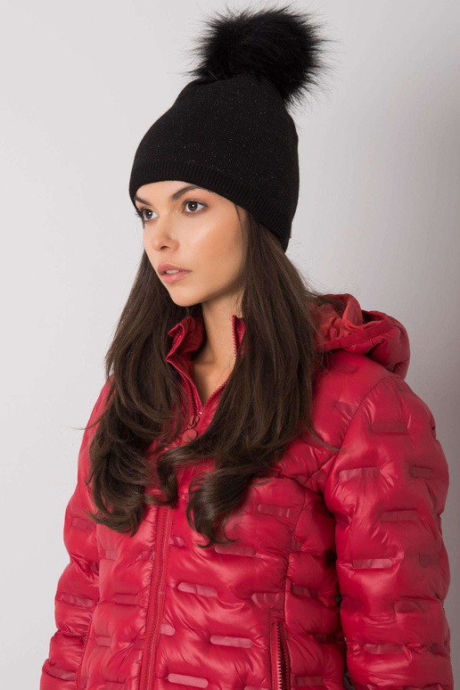 Melna polsterēta sieviešu cepure ar...