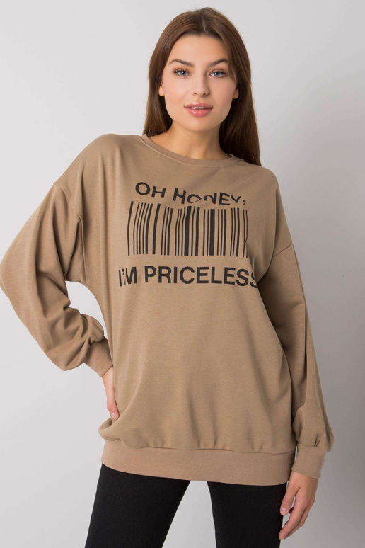 Tumši bēšs džemperis ar Basile apdruku