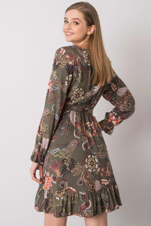 Haki krāsas V veida kakla kleita...