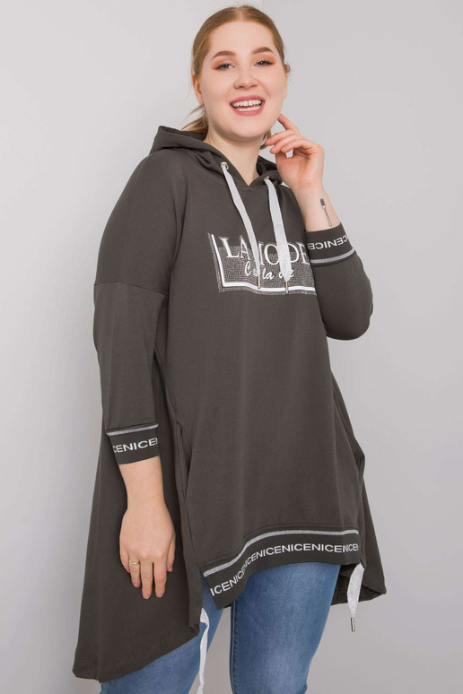 Tumšs haki krāsas sporta krekls ar...