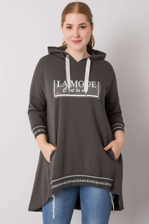 Tumšs haki krāsas sporta krekls ar...