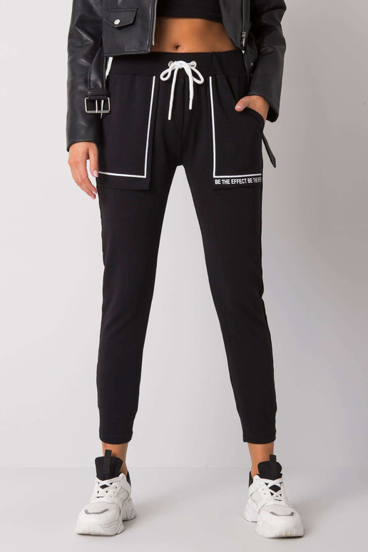 Melnas Winsley kokvilnas sporta bikses