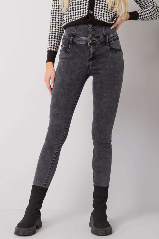 Pelēki džinsi ar caurulīti ar augstu...