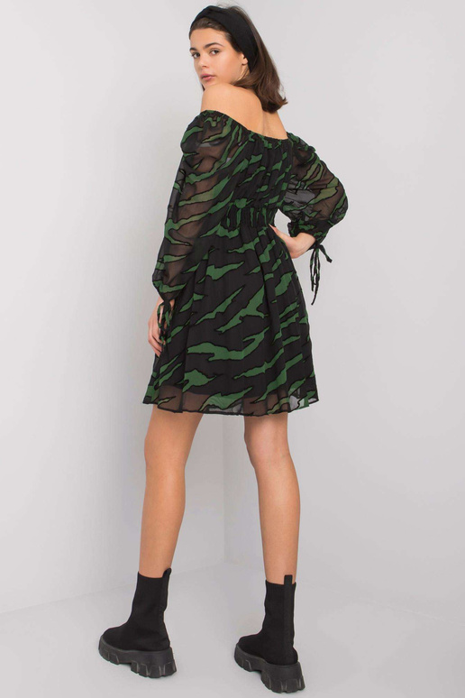 Melna un zaļa spāņu kleita ar...