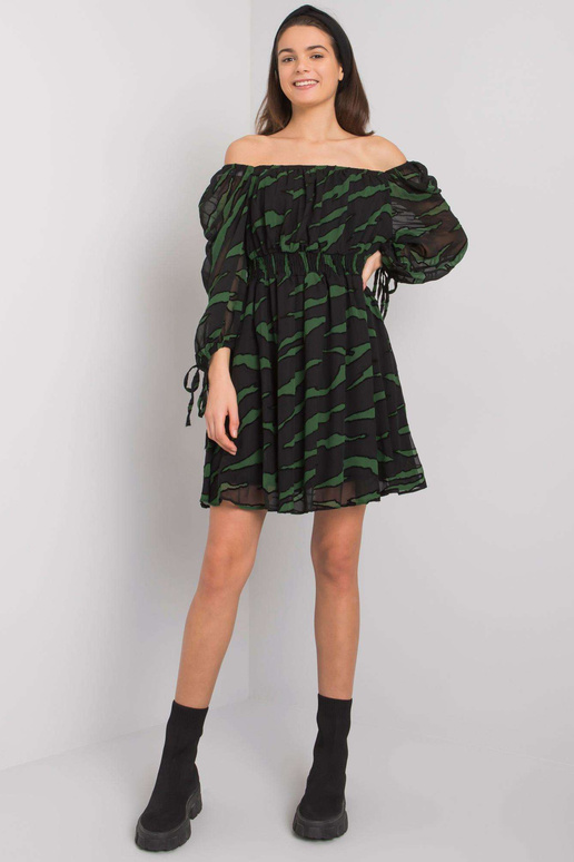 Melna un zaļa spāņu kleita ar...