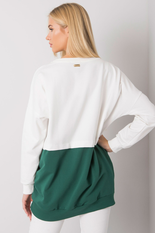 Ecru-tumši zaļš ķengura sporta krekls...