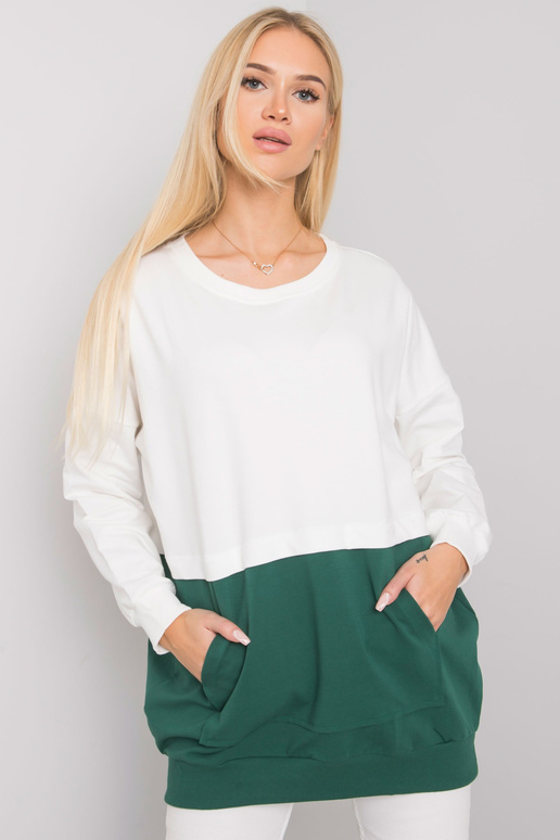 Ecru-tumši zaļš ķengura sporta krekls...