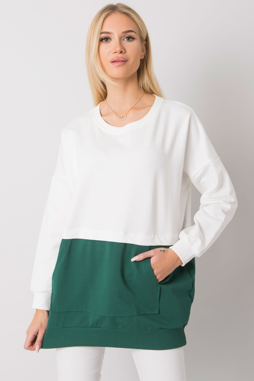 Ecru-tumši zaļš ķengura sporta krekls...