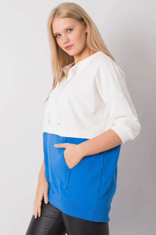 Ecru-Dark Blue Plus Size Tunika...