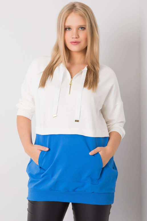 Ecru-Dark Blue Plus Size Tunika...